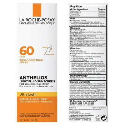 La Roche Posay Anthelios Ultra Light Face Sunscreen SPF 60 1.7oz