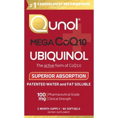 Qunol Mega CoQ10 Natural Ubiquinol Dietary Supplement Softgels  60ct