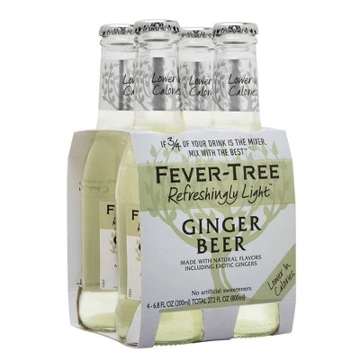 Fever Tree Refreshingly Light Ginger Beer  4pk/200ml Bottles