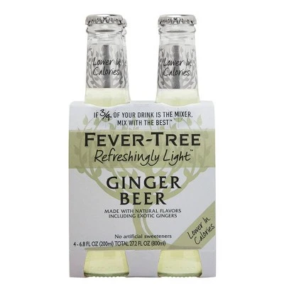 Fever Tree Refreshingly Light Ginger Beer  4pk/200ml Bottles