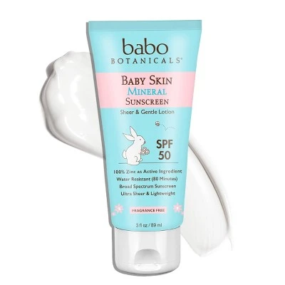 Babo Botanicals Baby Skin Mineral Sunscreen Lotion  SPF 50  3floz