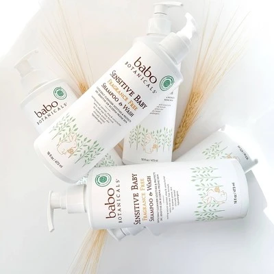 Babo Botanicals Sensitive 2 in 1 Fragrance Free Baby Shampoo & Wash  16 fl oz