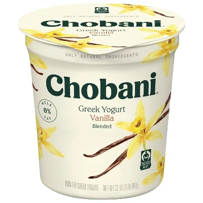 Chobani Non Fat Greek Yogurt, Vanilla Blended