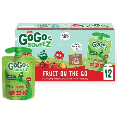 GoGo squeeZ Applesauce, Apple Strawberry 3.2oz/12ct
