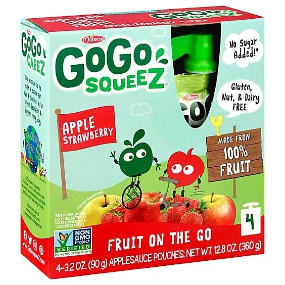 GoGo squeeZ Applesauce, Apple Strawberry  3.2oz/4ct