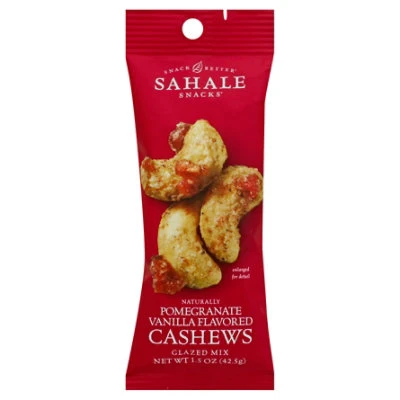 Sahale Snacks Cashews Pomegranate Vanilla Flavored Natural Glazed Mix  1.5 Oz