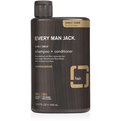 Every Man Jack Sandalwood Daily 2 in 1 Shampoo + Conditioner  13.5 fl oz