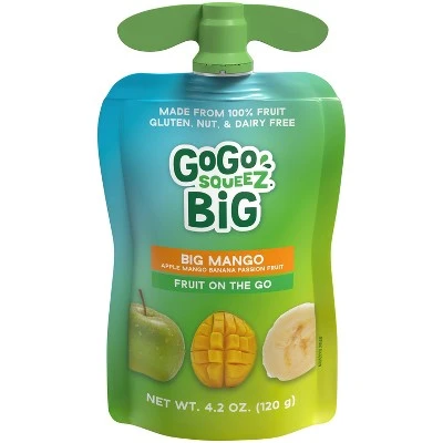 GoGo SqueeZ Big Variety Pack Apple Mango Banana Passfruit Pineapple Peach  42.3oz/10ct
