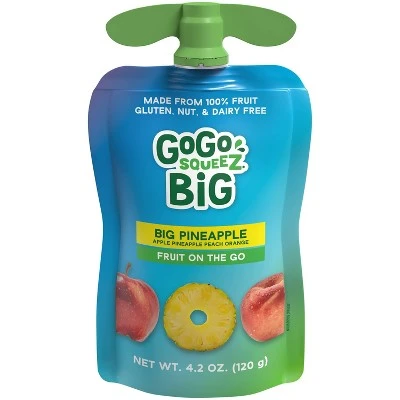 GoGo SqueeZ Big Variety Pack Apple Mango Banana Passfruit Pineapple Peach  42.3oz/10ct