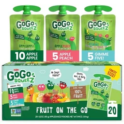GoGo SqueeZ GoGo squeeZ Applesauce, Variety Apple/Peach/GIMME 5  3.2oz/20ct