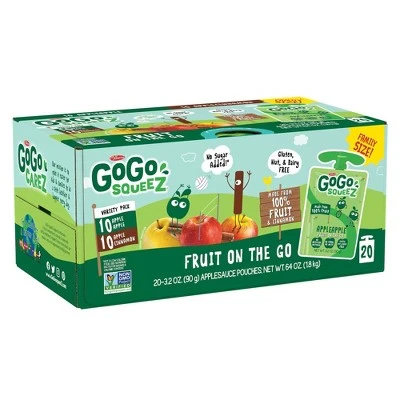 GoGo squeeZ Applesauce, Variety Apple/Cinnamon 3.2oz/20ct