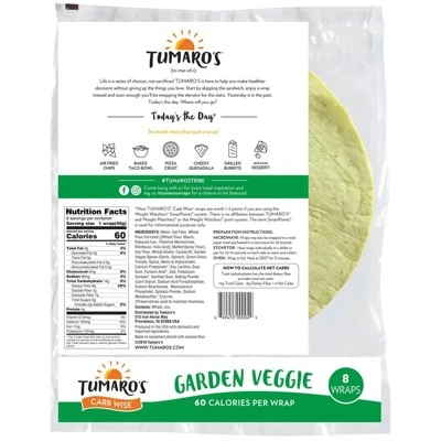 Tumaro's Low Carb Garden Veggie Tortillas  8 inch