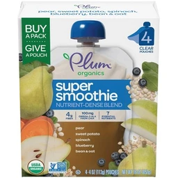 Plum Organics Plum Organics Super Smoothie Organic Baby Food, Pear, Sweet Potato, Spinach, Blueberry with Beans &