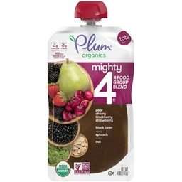 Plum Organics Plum Organics Mighty 4 Blends Pear Cherry Blackberry Strawberry Black Bean Spinach & Oat Baby Snack