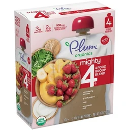 Plum Organics Plum Organics Mighty 4 Blends Strawberry Banana Greek Yogurt Kale Amaranth & Oats Baby Snacks  4ct/