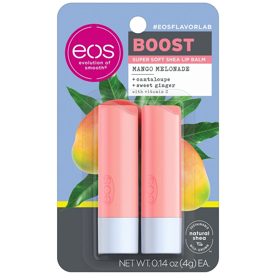 eos flavorlab Lip Balm Stick  Boost  Mango Melonade  2pk/0.14oz