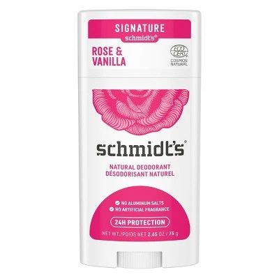 Schmidt's Rose + Vanilla Aluminum Free Natural Deodorant Stick  2.65oz
