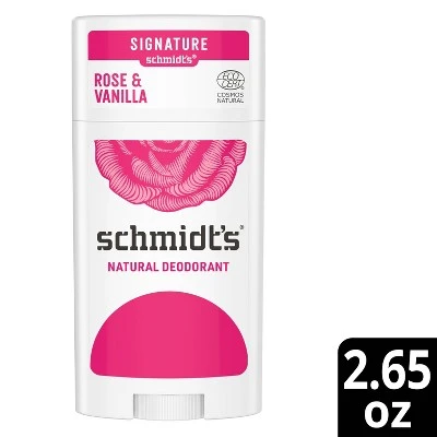 Schmidt's Rose + Vanilla Aluminum Free Natural Deodorant Stick  2.65oz