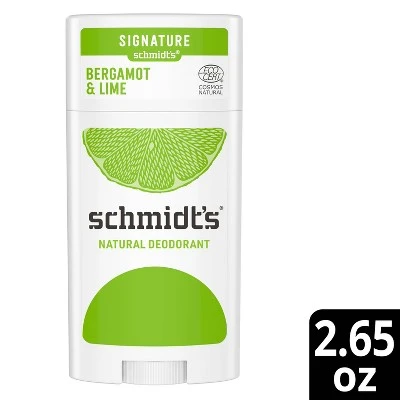Schmidt's Bergamot + Lime Aluminum Free Natural Deodorant Stick  2.65oz