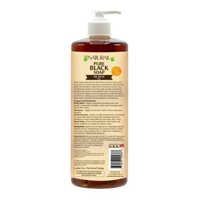 Dr. Natural Pure Black Soap All Natural With Organic Shea Butter  Black  32 fl oz