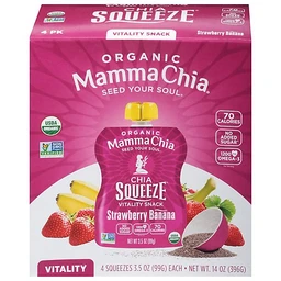 Mamma Chia Mamma Chia Strawberry Banana Chia Squeeze Vitality Snack  3.5oz/4ct
