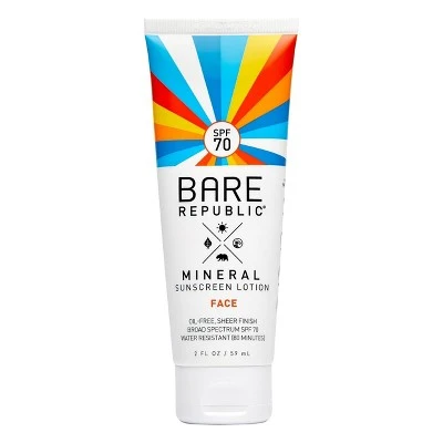Bare Republic Mineral Sunscreen Lotion, Face, SPF 70