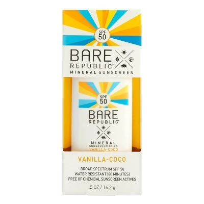 Bare Republic Mineral Sport Sunscreen Stick  SPF 50  0.5 oz