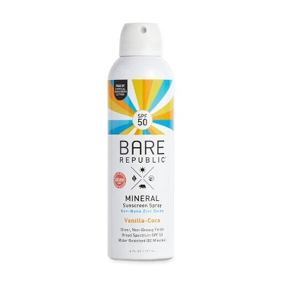 Bare Republic Mineral Sunscreen Vanilla Coco Spray SPF 50  6.0 fl oz