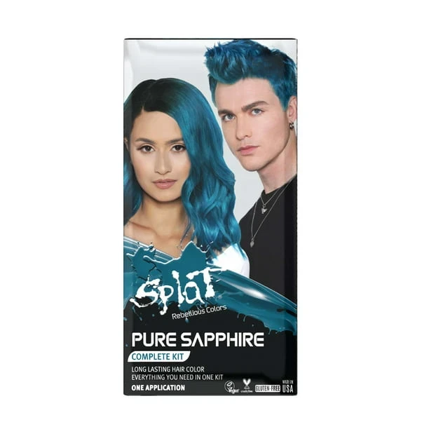 Splat Pure Sapphire Hair Color Kit, Semi Permanent Teal Blue Hair Dye