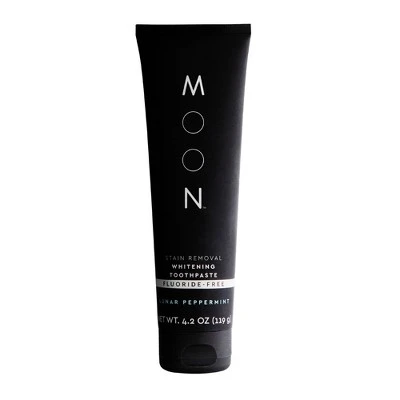 Moon Stain Removal Fluoride Free Whitening Vegan Paraben + SLS Free Lunar Peppermint Toothpaste 4.