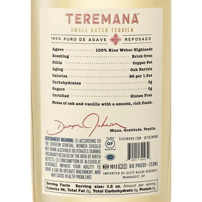 Teremana Reposado Tequila  750ml Bottle