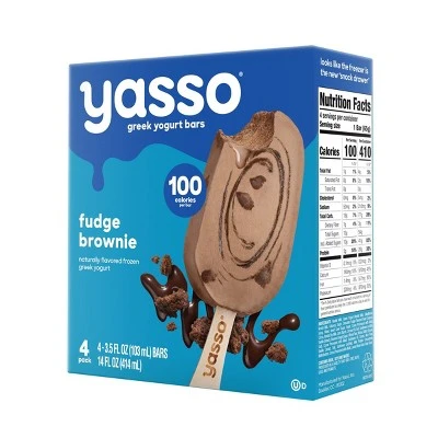 Yasso Frozen Greek Yogurt  Fudge Brownie Bars  4ct