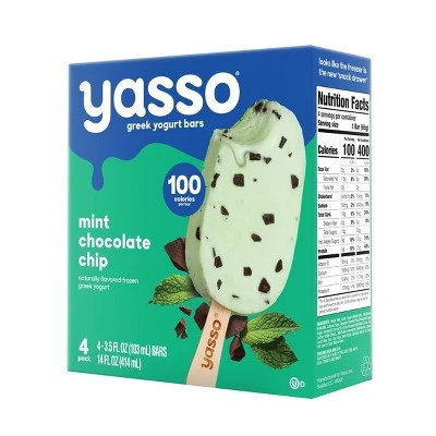 Yasso Frozen Greek Yogurt  Mint Chocolate Chip Bars  4ct