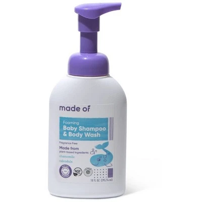 MADE OF Organic Baby Shampoo & Body Wash Fragrance Free 10oz