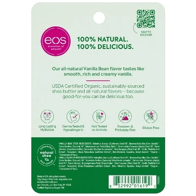 eos Natural & Organic Lip Balm Stick & Sphere  Vanilla Bean  0.39oz
