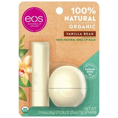 eos Natural & Organic Lip Balm Stick & Sphere  Vanilla Bean  0.39oz