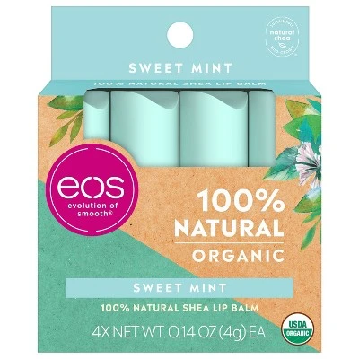 eos Natural Organic Lip Balm Sticks Sweet Mint 4pk