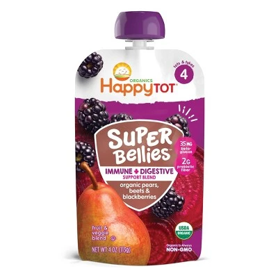 HappyTot Super Bellies Organic Pears Beets & Blackberries Baby Food Pouch  4oz