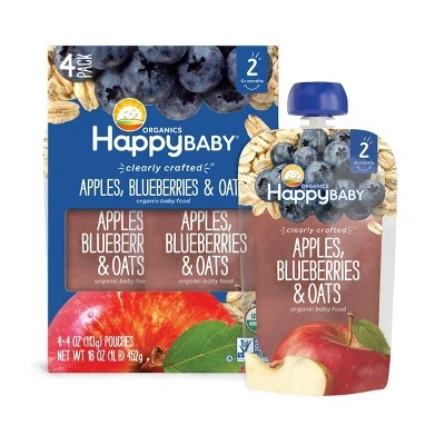 Happybaby Organic Baby Food, Apples, Blueberries & Oats
