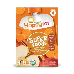 Happy Family HappyTot Super Foods 4pk Organic Apples Sweet Potato Carrots & Cinnamon with Super Chia  16.88oz