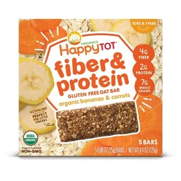 Happy Family HappyTot Fiber & Protein Organic Bananas & Carrots Soft Baked Oat Bar  0.88oz/5pk Each