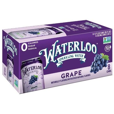 Waterloo Grape Sparkling Water 8pk/12 fl oz Cans