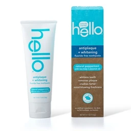 hello Hello Naturally Friendly Antiplaque + Whitening Fluoride Free Toothpaste, Natural Peppermint