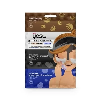 Yes To Hydrate Detox And Recharge Triple Masking Kit  3pc