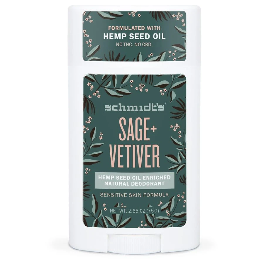 Schmidt's Sage + Vetiver Aluminum Free Hemp Seed Oil Natural Deodorant Stick  2.65oz