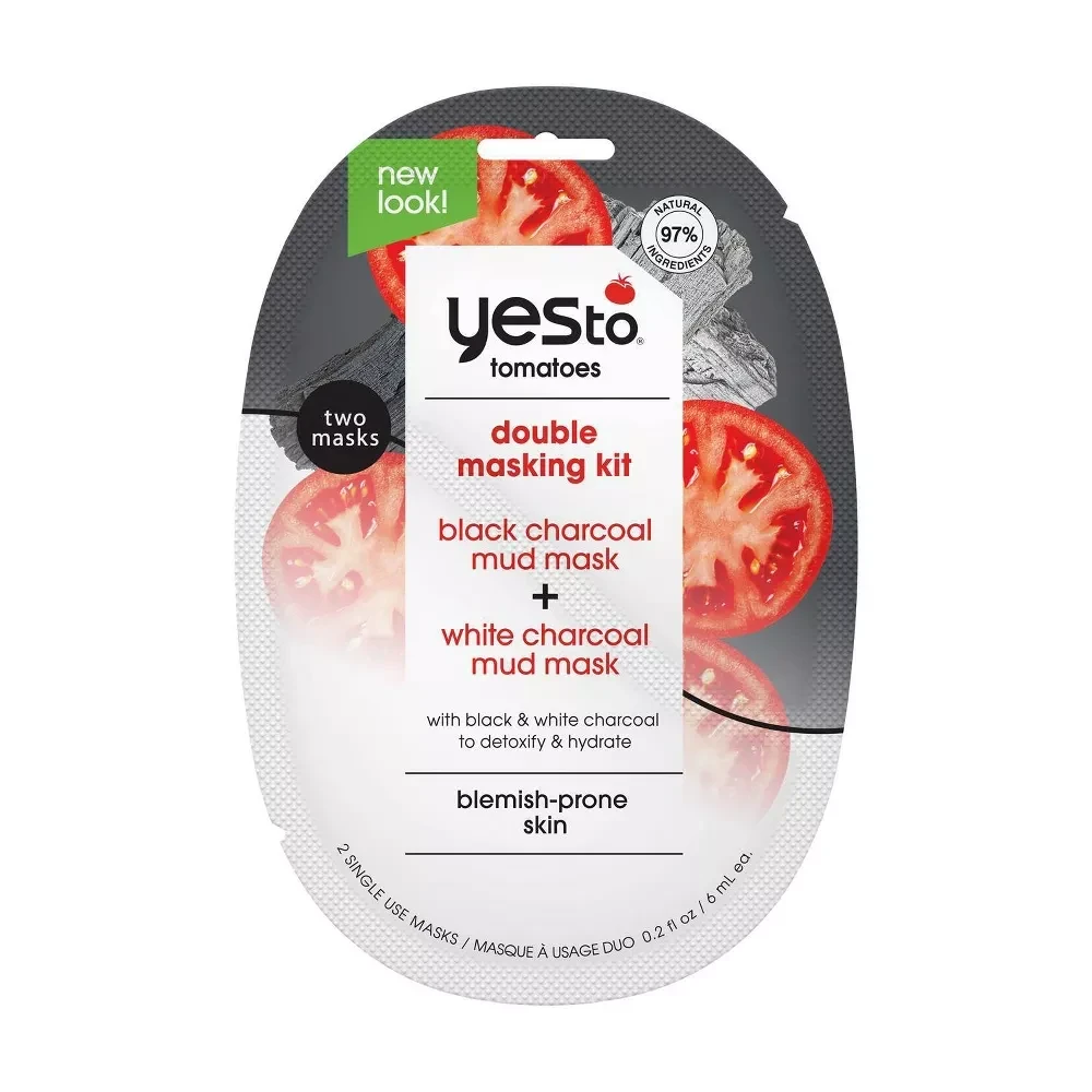 Yes To Tomatoes Yin & Yang Detoxifying & Hydrating Black/White Charcoal Double Masking Kit