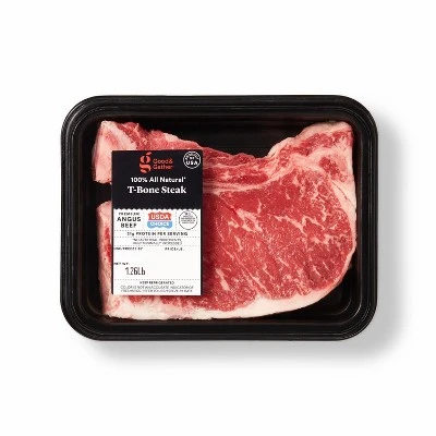 USDA Choice Angus Beef T Bone Steak 0.79 1.31 lbs price per lb Good & Gather™