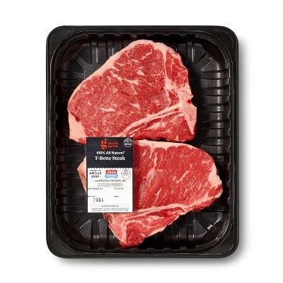 USDA Choice Angus Beef T Bone Steak 1.58 2.63 lbs price per lb Good & Gather™