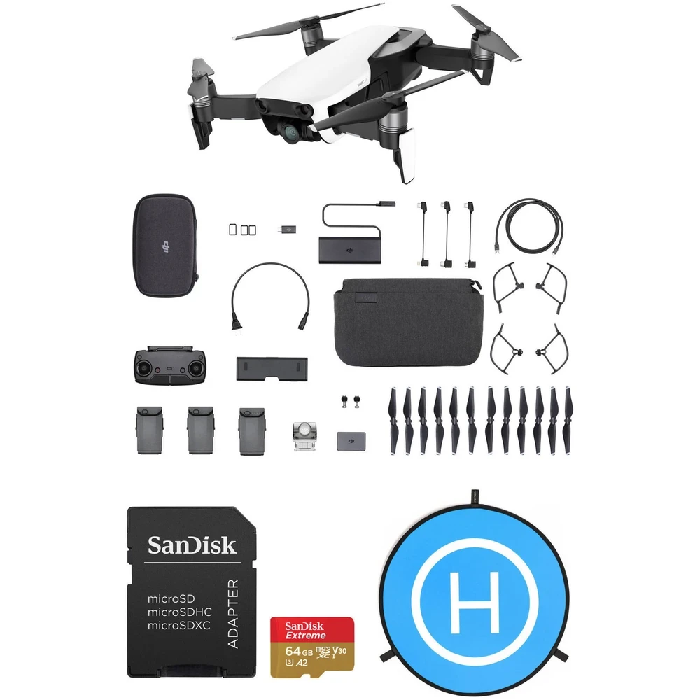 DJI Mavic Air Fly More Drone with 64GB Card & Landing Pad Kit (Arctic White)