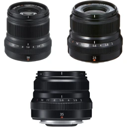 FUJIFILM FUJIFILM XF 50mm, 35mm, and 23mm f/2 WR Lenses and Lens Care Kit (Black)